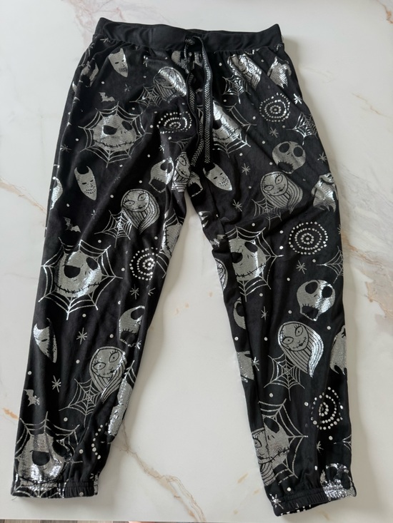 Pants - Black Metallic Silver Halloween Lounge Pants